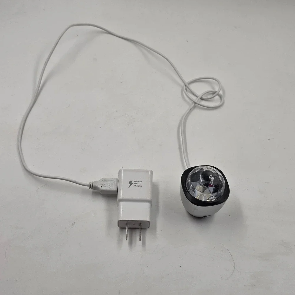 Mini USB Disco Ball Party Light with Samsung Adaptive Fast Charging Wall Plug